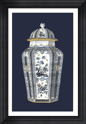 Framed Asian Urn in Blue &amp; White I Print