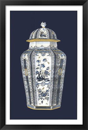 Framed Asian Urn in Blue &amp; White I Print