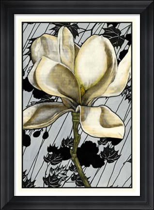 Framed Patterned Magnolia I Print