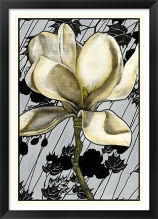 Framed Patterned Magnolia I Print