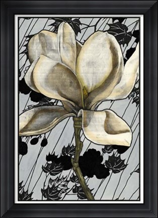 Framed Patterned Magnolia I Print