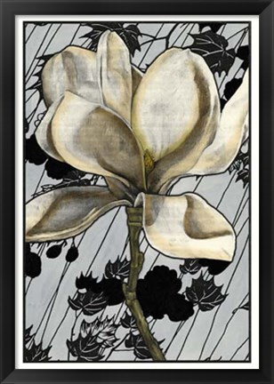 Framed Patterned Magnolia I Print