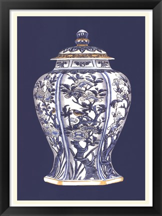 Framed Blue &amp; White Porcelain Vase I Print