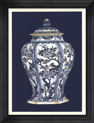 Framed Blue &amp; White Porcelain Vase II Print