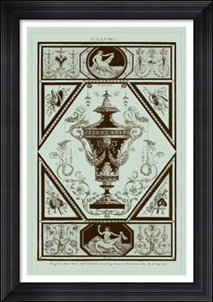 Framed Urns in Celadon I Print