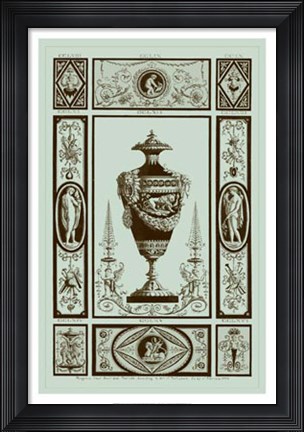 Framed Urns in Celadon II Print
