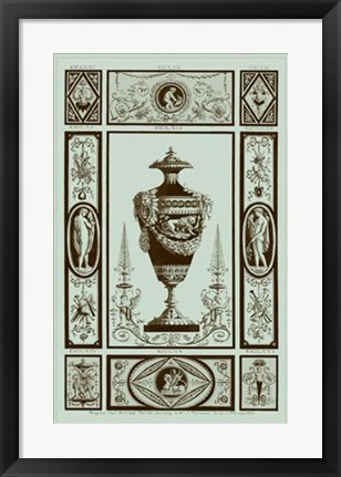 Framed Urns in Celadon II Print