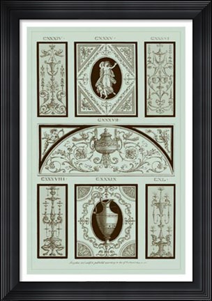 Framed Panel in Celadon I Print