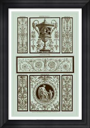 Framed Panel in Celadon II Print