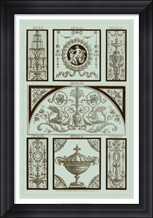 Framed Panel in Celadon III Print