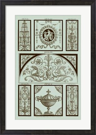 Framed Panel in Celadon III Print