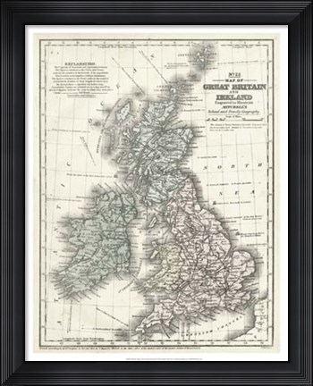 Framed Mitchell&#39;s Map of Great Britain &amp; Ireland Print