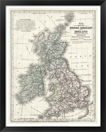 Framed Mitchell&#39;s Map of Great Britain &amp; Ireland Print