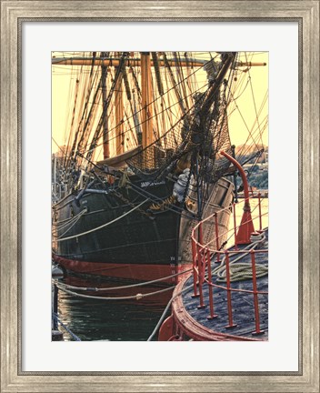 Framed Tall Ships in Darling Harbour Print