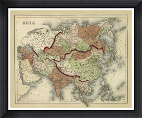 Framed Antique Map of Asia Print