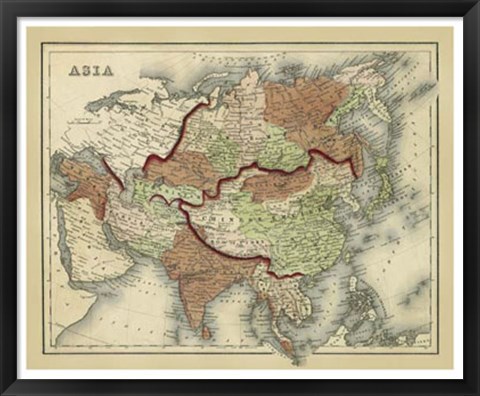 Framed Antique Map of Asia Print