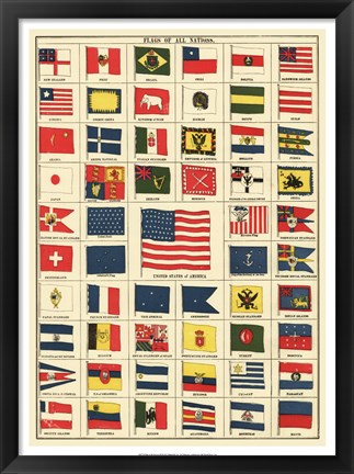 Framed Flags of All Nations III Print