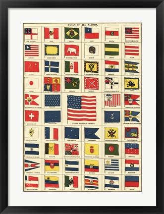 Framed Flags of All Nations III Print