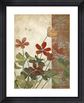 Framed Red Antique Floral I Print
