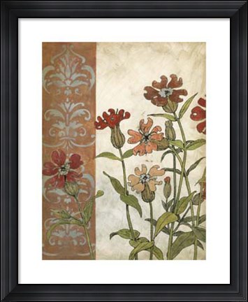 Framed Red Antique Floral II Print