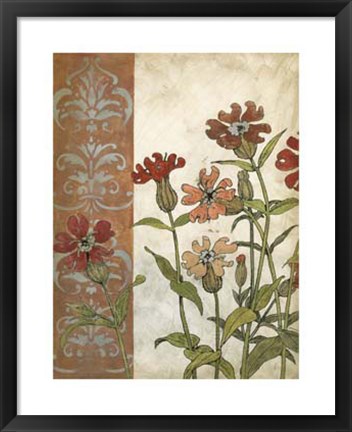 Framed Red Antique Floral II Print