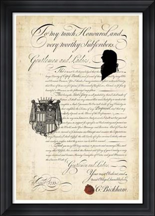 Framed Bickham&#39;s Proposal Print