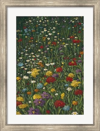 Framed Bright Wildflower Field I Print