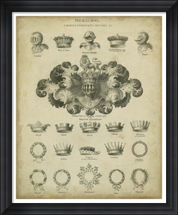 Framed Heraldic Crowns &amp; Coronets I Print