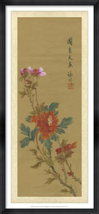 Framed Oriental Floral Scroll I Print