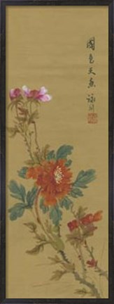 Framed Oriental Floral Scroll I Print