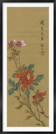 Framed Oriental Floral Scroll I Print