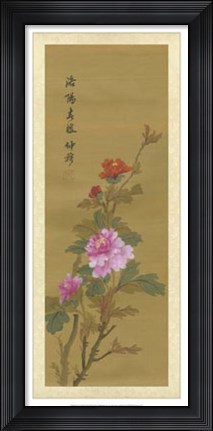 Framed Oriental Floral Scroll II Print
