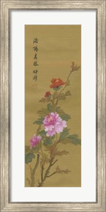Framed Oriental Floral Scroll II Print