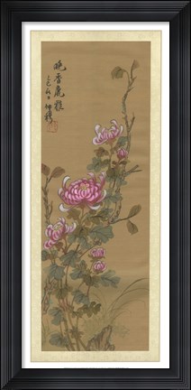 Framed Oriental Floral Scroll III Print