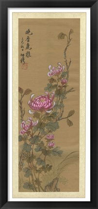 Framed Oriental Floral Scroll III Print