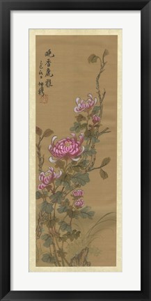 Framed Oriental Floral Scroll III Print