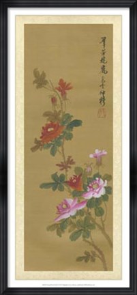 Framed Oriental Floral Scroll IV Print
