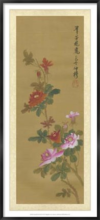 Framed Oriental Floral Scroll IV Print