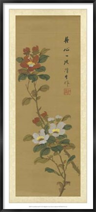 Framed Oriental Floral Scroll V Print