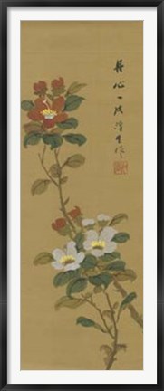 Framed Oriental Floral Scroll V Print