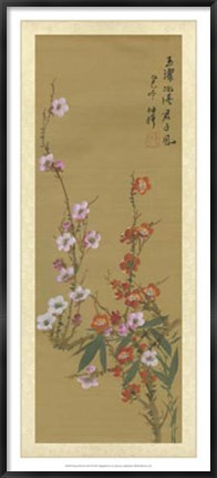 Framed Oriental Floral Scroll VI Print