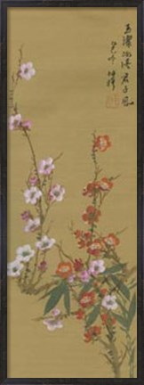 Framed Oriental Floral Scroll VI Print