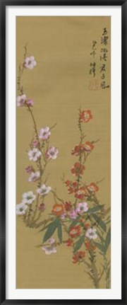 Framed Oriental Floral Scroll VI Print