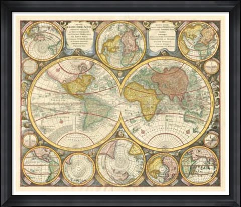 Framed Antique World Globes Print