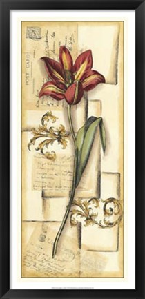 Framed Floral Collage II - in Red Print