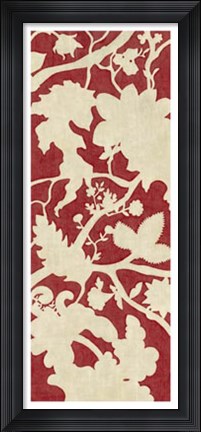 Framed Linen Silhouette on Red I Print