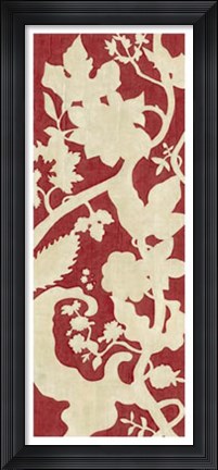 Framed Linen Silhouette on Red II Print