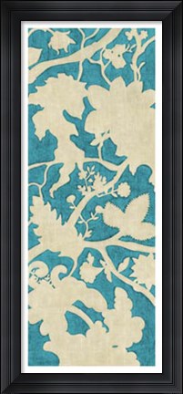 Framed Linen Silhouette on Teal I Print