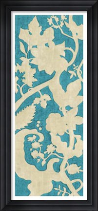 Framed Linen Silhouette on Teal II Print