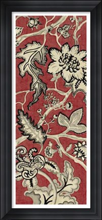 Framed Crimson Embroidery I Print